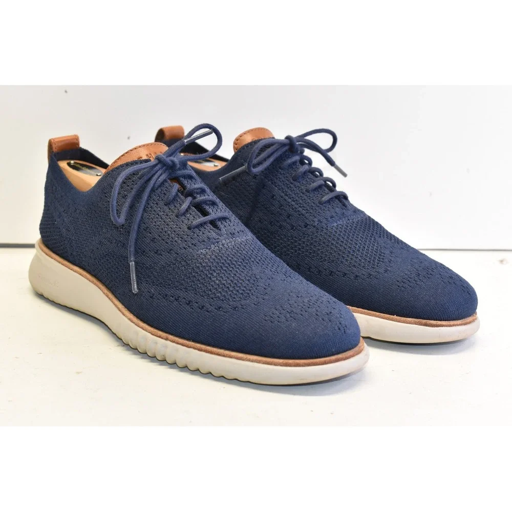 Cole Haan 2.Zerogrand Stitchlite Wingtip Oxfords Navy Blue Mens 8.5M Dress Shoes